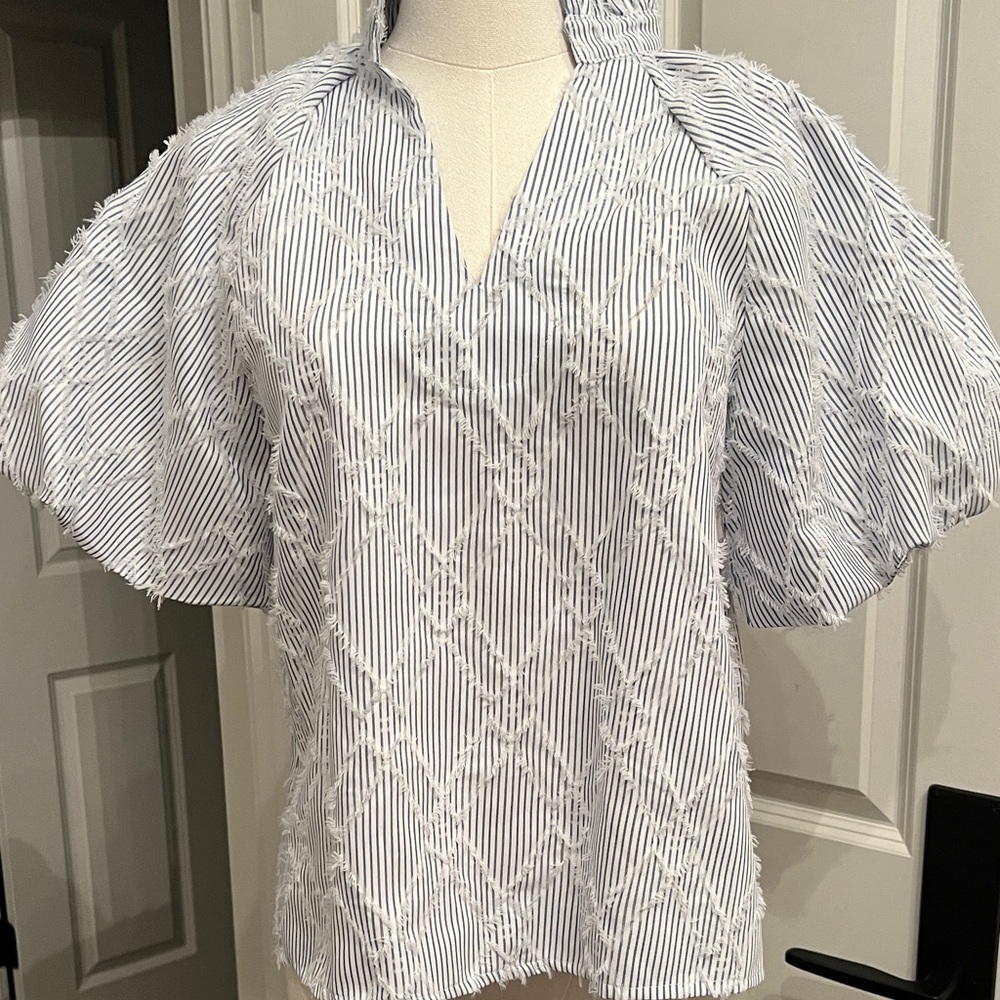 THML Blue and White Striped Blouse